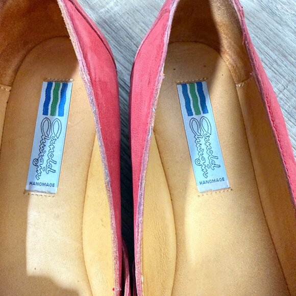 Vintage Arnold Churgin Red Leather Red Mary Jane Flats with 3D Flower Fairy 38 - Picture 11 of 11